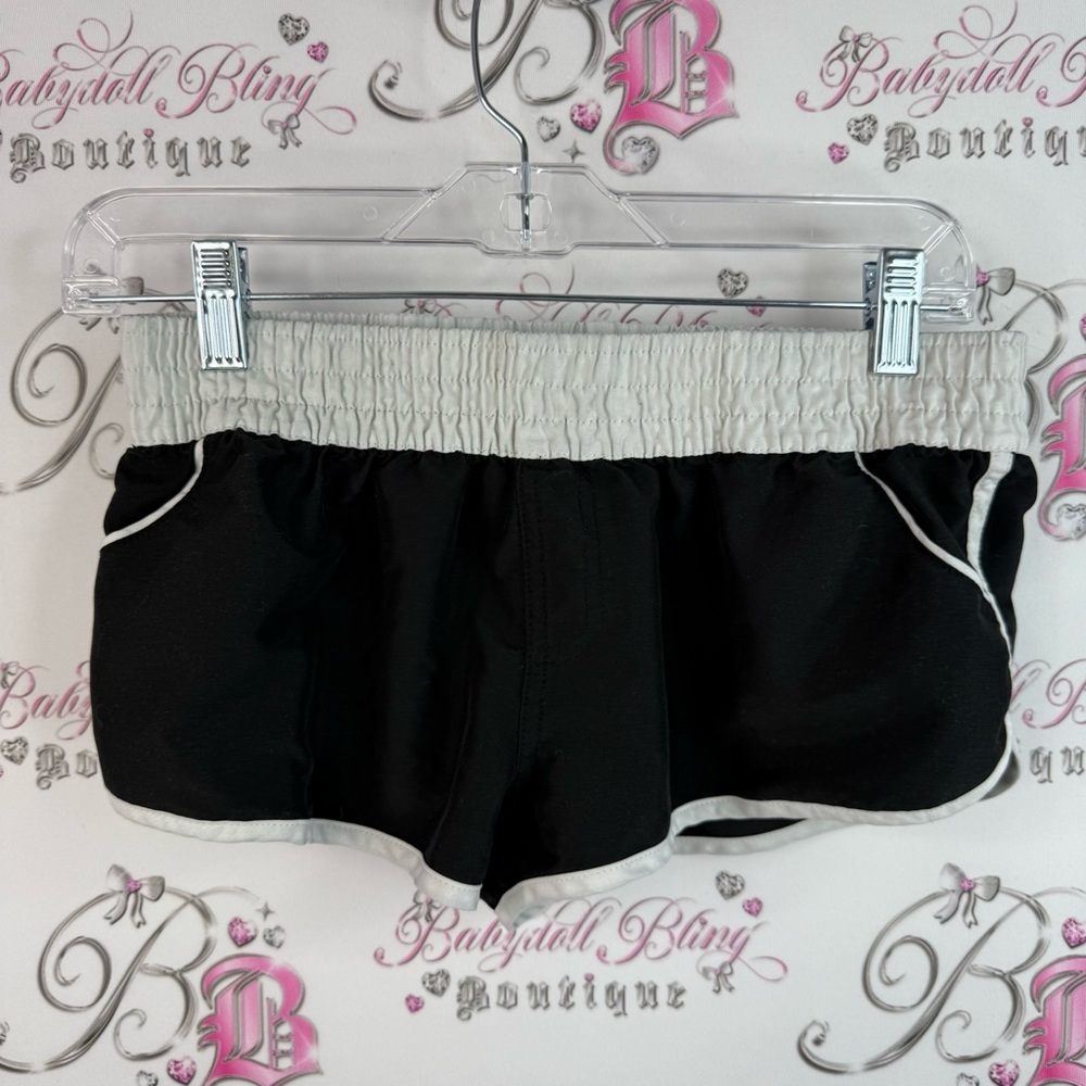Mini shorts Women’s Black white cream Athletic Shorts with Contrast Waistband